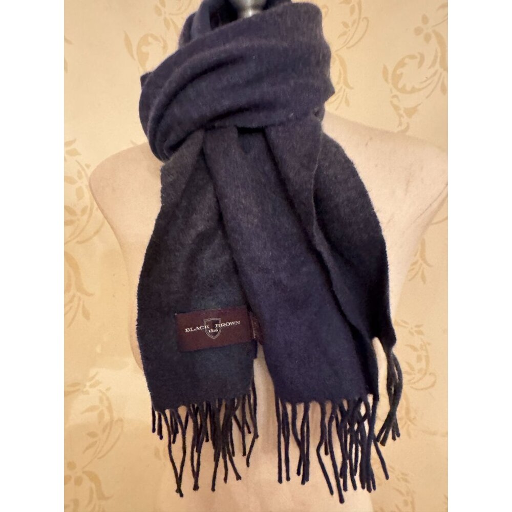 Black Brown 1826 100% Cashmere Gray Scarf